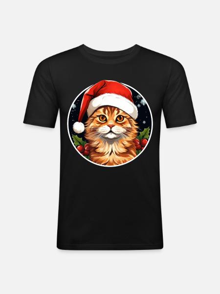 Cats Christmas - Men's Slim Fit T-Shirt - black