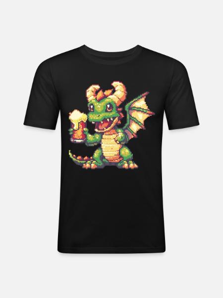 Dragon Pixel Beer - Men's Slim Fit T-Shirt - black