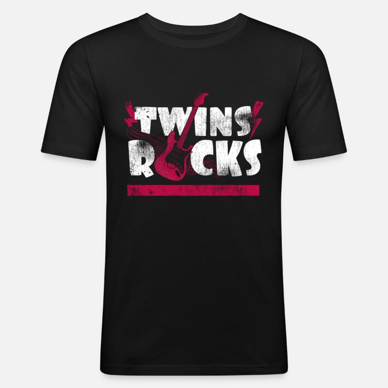 Zwillinge - Männer Slim Fit T-Shirt - Schwarz