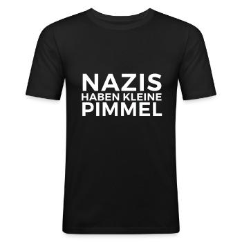 Antifa T-shirt Rassimus contre idée de cadeau droite - T-shirt près du corps Homme - noir - Devant - Nik (191cm)