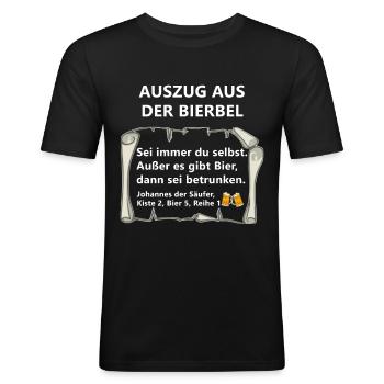 Auszug aus der Bierbel Johannes Bier Sprüche - Männer Slim Fit T-Shirt - Schwarz - Vorne - Nik (191cm)