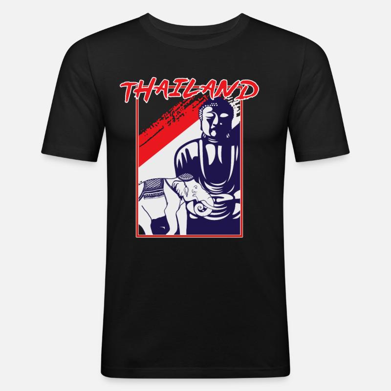 Tailand Land Reise Geschenk - Männer Slim Fit T-Shirt - Schwarz