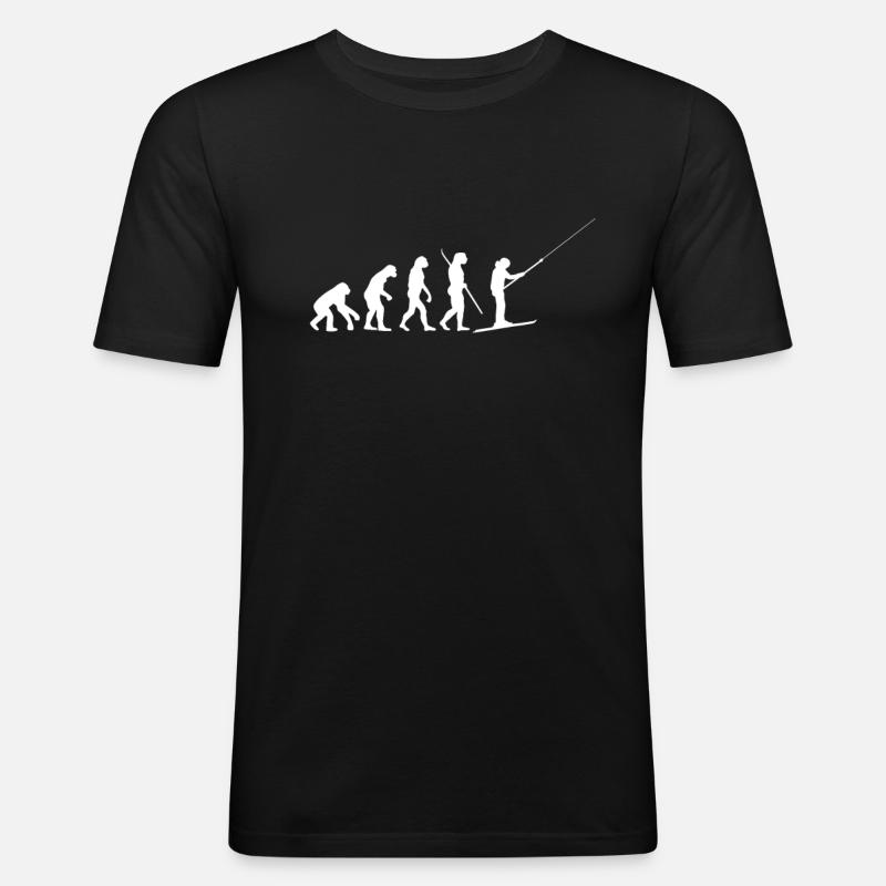 SKI EVOLUTION SKILIFT WINTER URLAUB - Männer Slim Fit T-Shirt - Schwarz