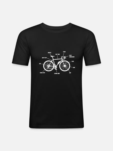 Fahrrad Teile Anatomie, Radfahrer Biker Radsport - Männer Slim Fit T-Shirt - Schwarz