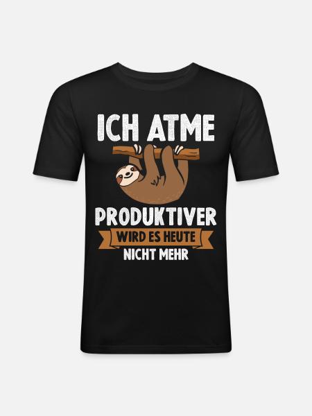 Ich Atme Faultier - Männer Slim Fit T-Shirt - Schwarz