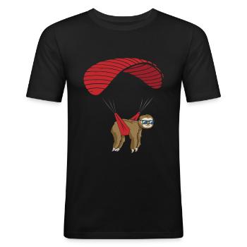 Paresseux Parapente Parapente - T-shirt près du corps Homme - noir - Devant - Nik (191cm)