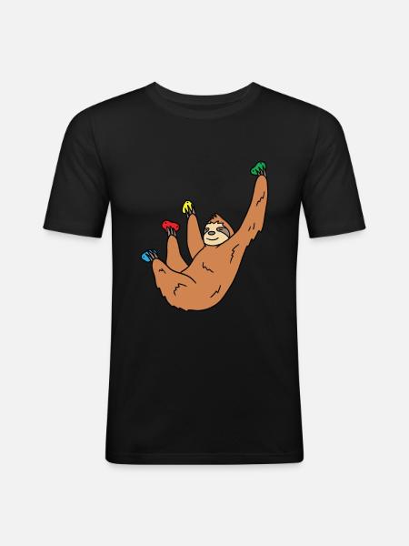 Sloth Climbing Gift - Men's Slim Fit T-Shirt - black