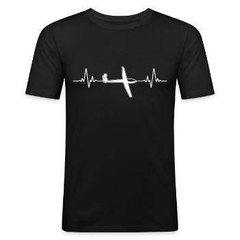 Herzschlag Segelflieger Segelflugzeug Segelfliegen - Männer Slim Fit T-Shirt - Schwarz - Vorne - Nik (191cm)