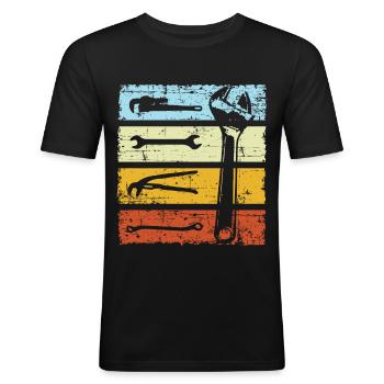 Heizungsbauer Retro Werkzeug - Männer Slim Fit T-Shirt - Schwarz - Vorne - Nik (191cm)