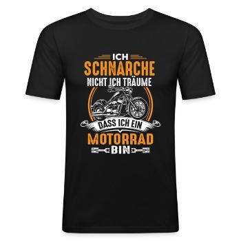 Ich träume dass ich ein Motorrad bin - schnarchen - Männer Slim Fit T-Shirt - Schwarz - Vorne - Nik (191cm)