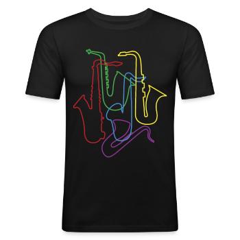 Saxophones saxophonistes saxophonistes saxophonistes de rétro - T-shirt près du corps Homme - noir - Devant - Nik (191cm)