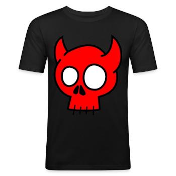 Totenkopf Hörner Schädel - Männer Slim Fit T-Shirt - Schwarz - Vorne - Nik (191cm)