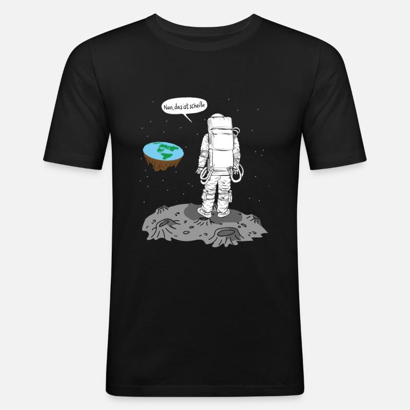 Astronaut Flache Erde Scheiße - Männer Slim Fit T-Shirt - Schwarz