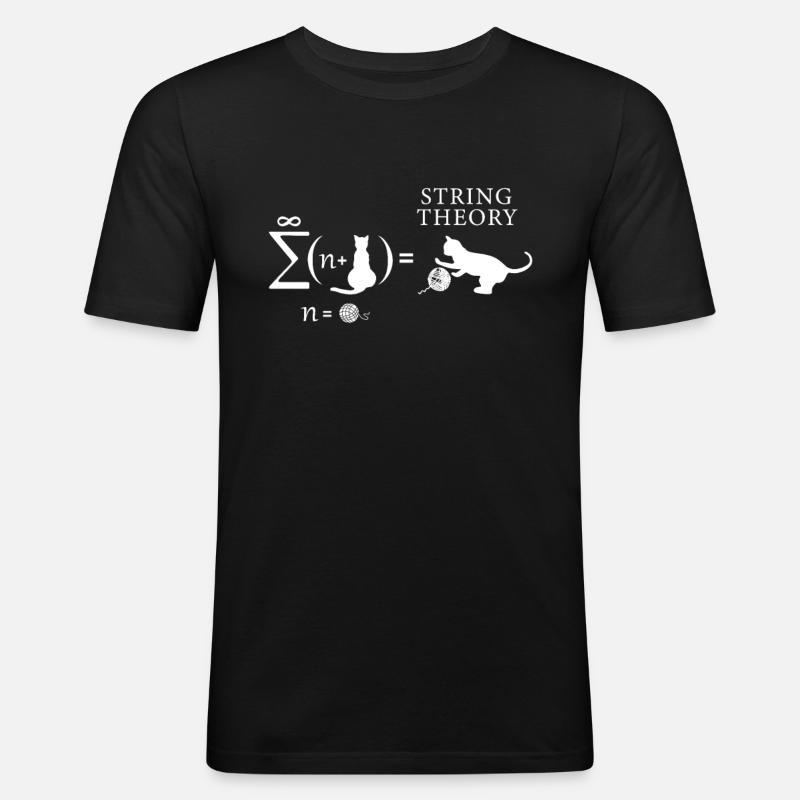 String Theorie Katze Unendlichkeit - Männer Slim Fit T-Shirt - Schwarz