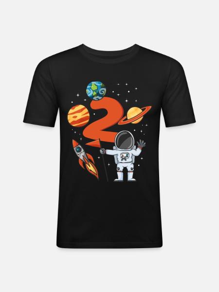 Astronaut birthday 2 years - Men's Slim Fit T-Shirt - black