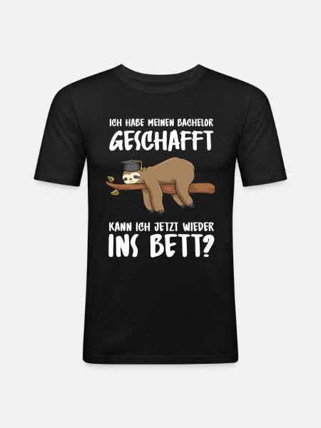 Bachelor geschafft Abschluss 2022 Faultier - Männer Slim Fit T-Shirt - Schwarz