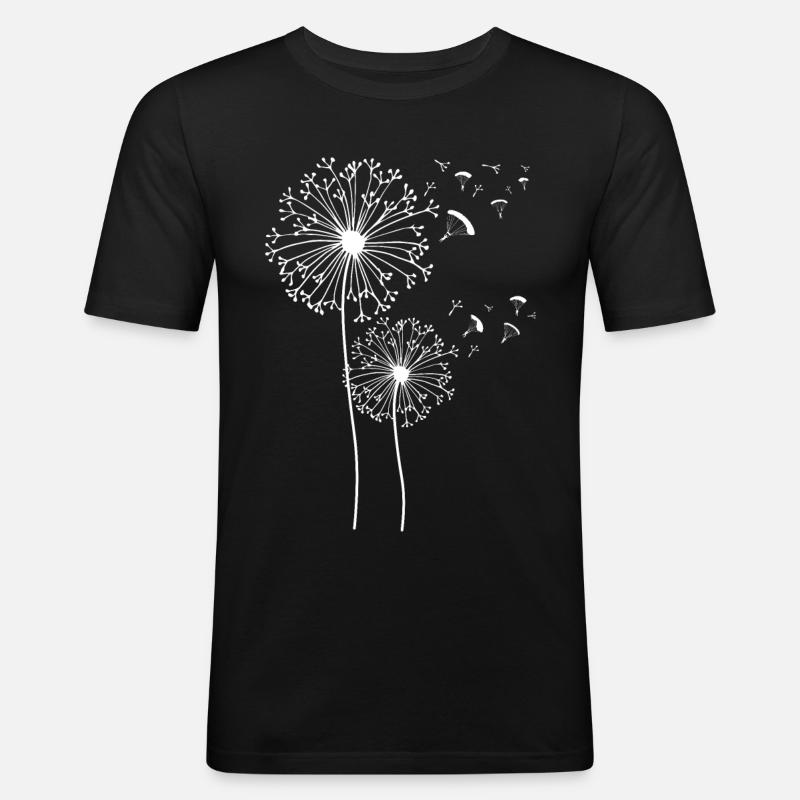 Paragleiter Dandelion Löwenzahn Gleitschirm - Männer Slim Fit T-Shirt - Schwarz