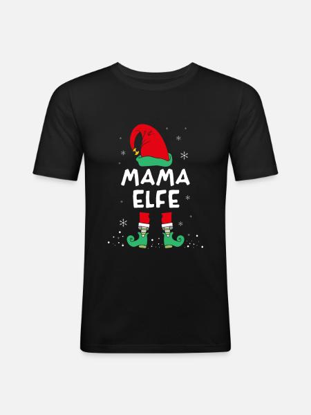 Mama Elf - Männer Slim Fit T-Shirt - Schwarz