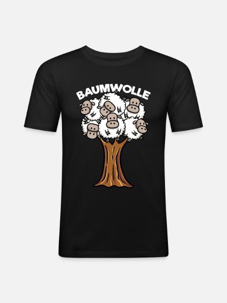 Baumwolle - Männer Slim Fit T-Shirt - Schwarz