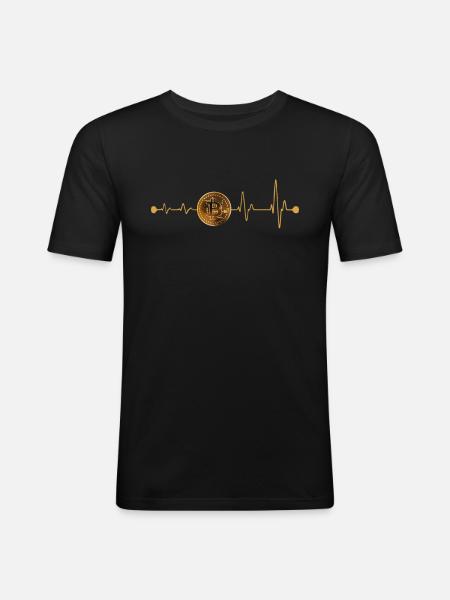 Bitcoin Herzschlag - Männer Slim Fit T-Shirt - Schwarz