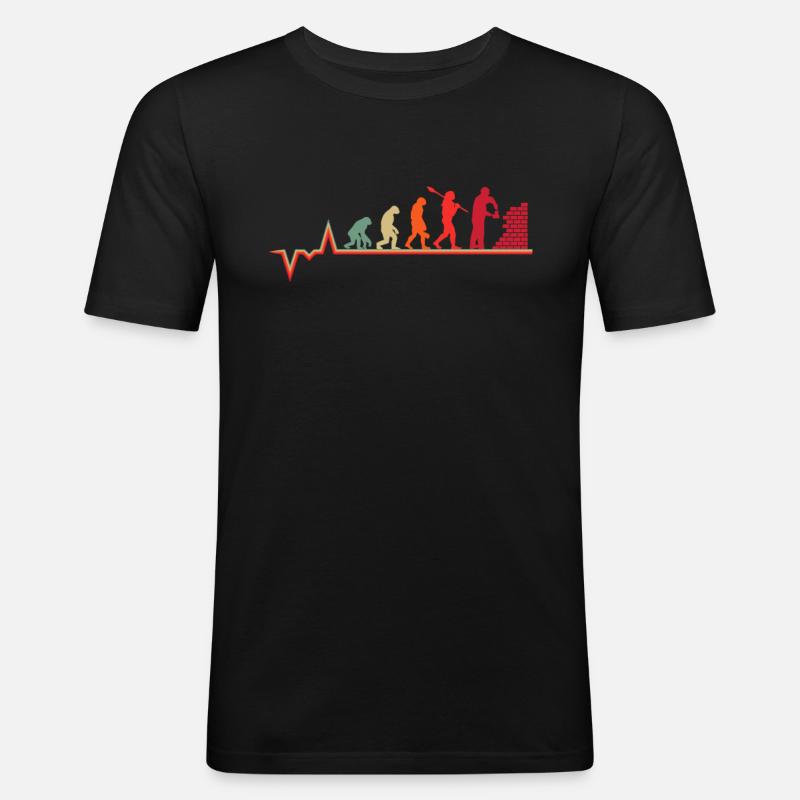 Evolution Maurer Herzschlag Bauarbeiter - Männer Slim Fit T-Shirt - Schwarz