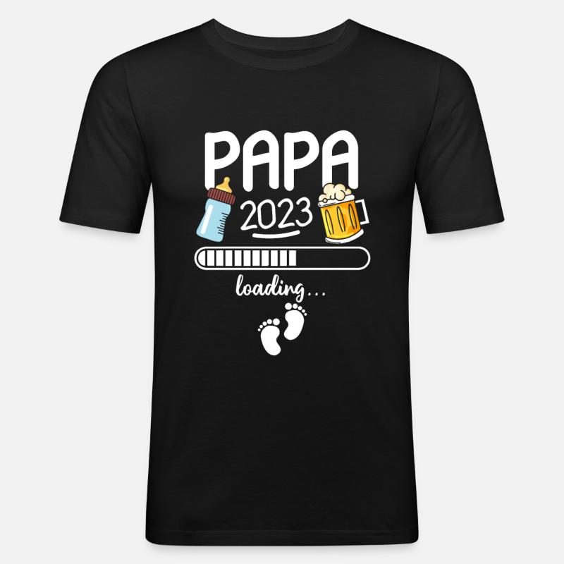 Werdender Papa 2023 Loading - Männer Slim Fit T-Shirt - Schwarz