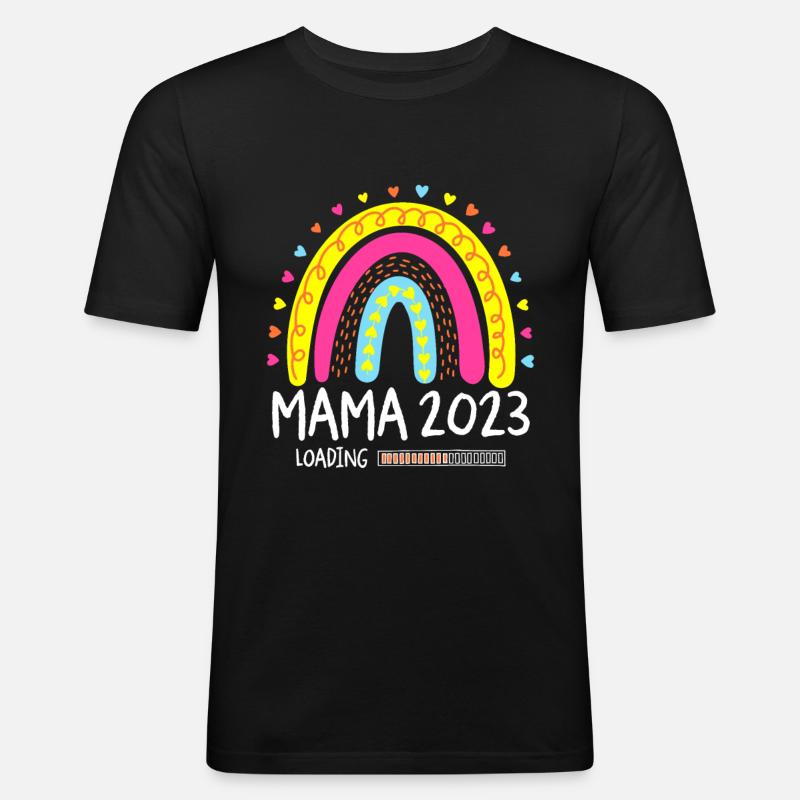 Mama 2023 Loading - Männer Slim Fit T-Shirt - Schwarz