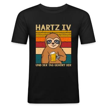 Faultier Hartz 4 und der Tag gehört dir Faultier - Männer Slim Fit T-Shirt - Schwarz - Vorne - Nik (191cm)