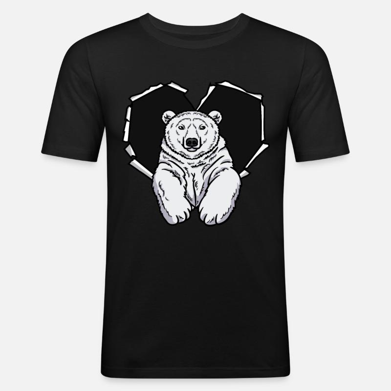 Riss Eisbär Zerrissenes Loch Eisbär - Männer Slim Fit T-Shirt - Schwarz