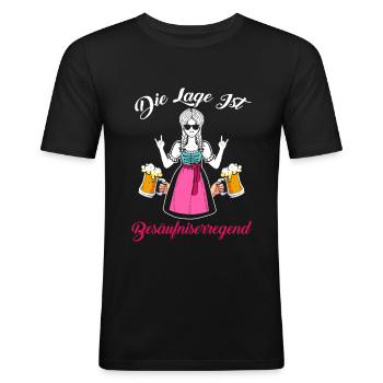 Die Lage Ist Besäufniserregend Dirndl Bier Saufen - Männer Slim Fit T-Shirt - Schwarz - Vorne - Nik (191cm)