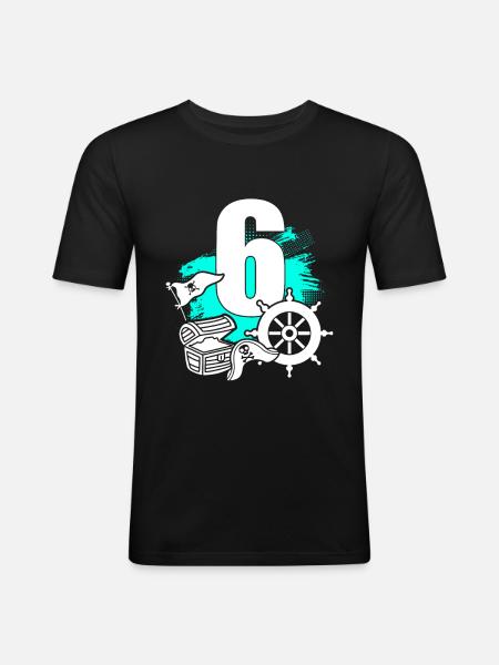 Pirate 6 years old - Men's Slim Fit T-Shirt - black