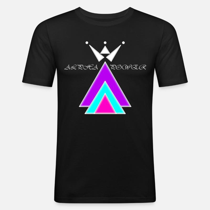 Alpha Power mit Krone - Männer Slim Fit T-Shirt - Schwarz