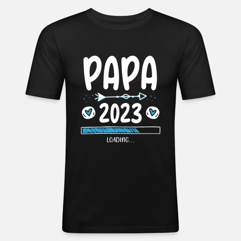 Papa 2023 Loading - Männer Slim Fit T-Shirt - Schwarz
