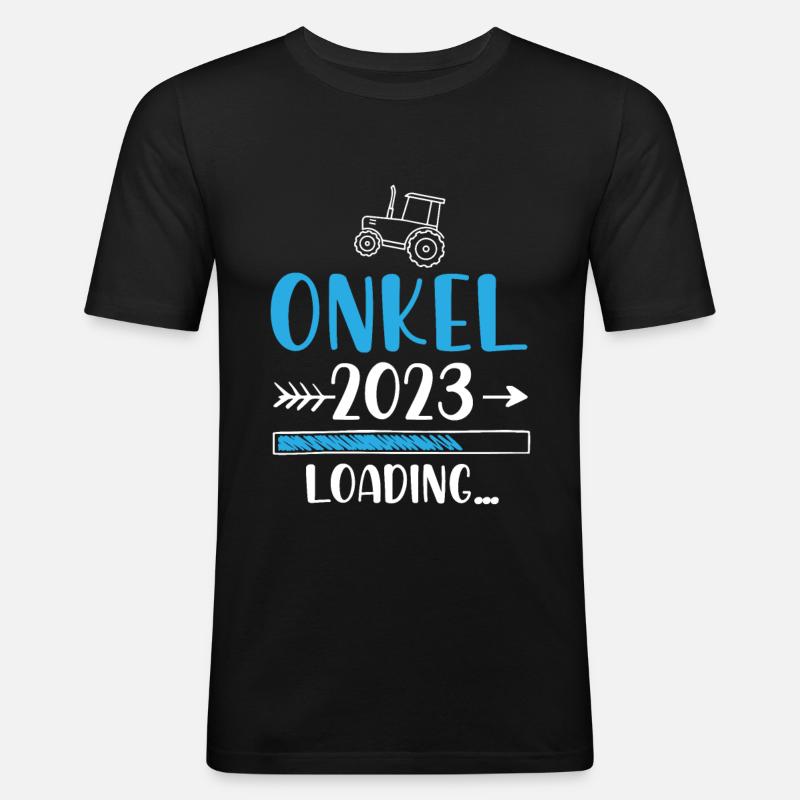 Onkel 2023 Loading - Männer Slim Fit T-Shirt - Schwarz