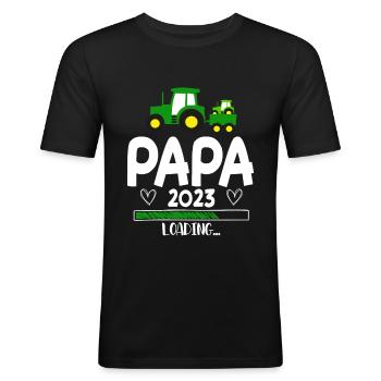 Papa 2023 Laden - Mannen slim fit T-shirt - zwart - Voor - Nik (191cm)