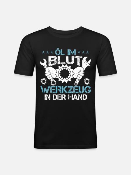 Öl Im Blut - Männer Slim Fit T-Shirt - Schwarz