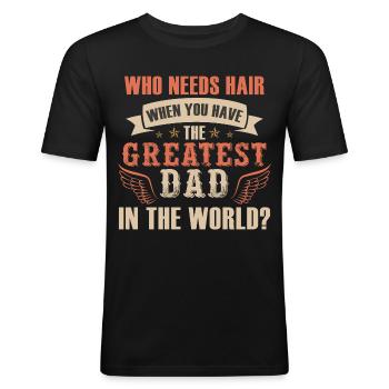 La plus grande fête des pères - T-shirt près du corps Homme - noir - Devant - Nik (191cm)