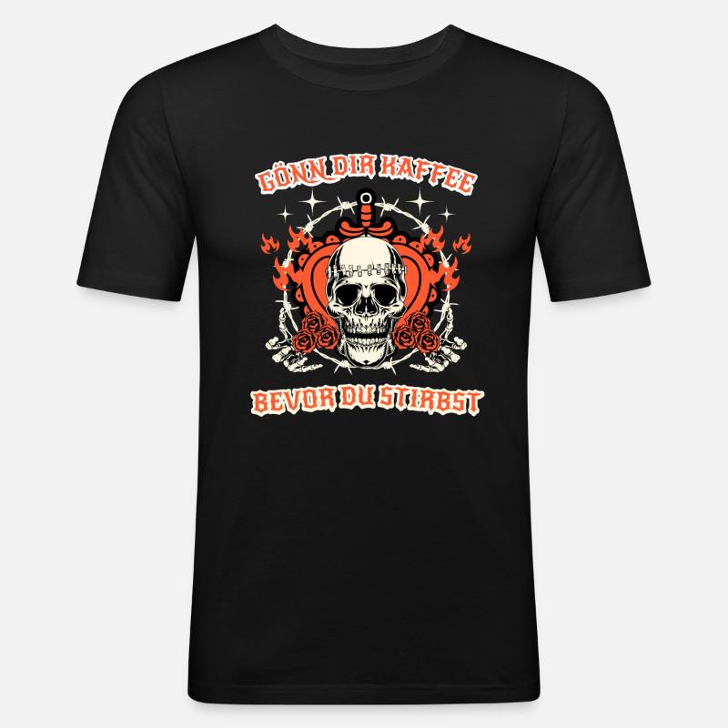 gönn dir kaffee spruch geschenk - Männer Slim Fit T-Shirt - Schwarz
