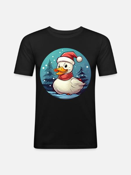Canards de Noël - T-shirt près du corps Homme - noir