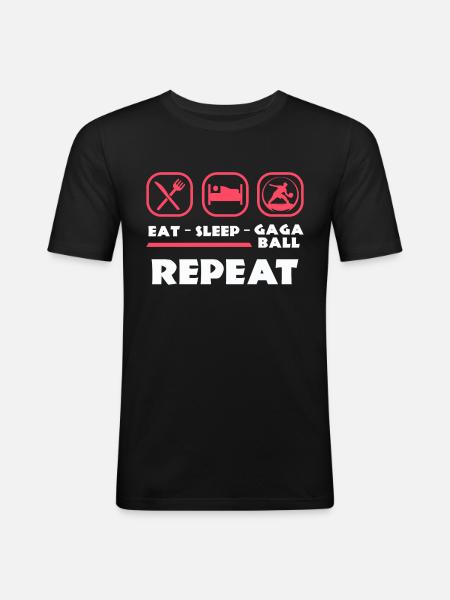 Manger Dormir Gagaball Répéter - T-shirt près du corps Homme - noir