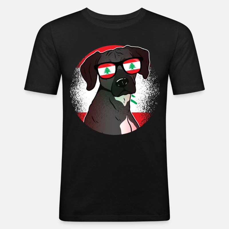 Libanon - Männer Slim Fit T-Shirt - Schwarz