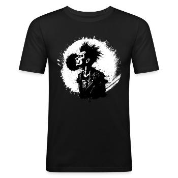 « Rebel Yell » - Punk Rock Explosion Tee Design - T-shirt près du corps Homme - noir - Devant - Nik (191cm)