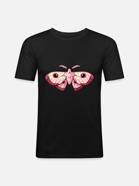Adorable Pink Kawaii Moth - Men's Slim Fit T-Shirt - black