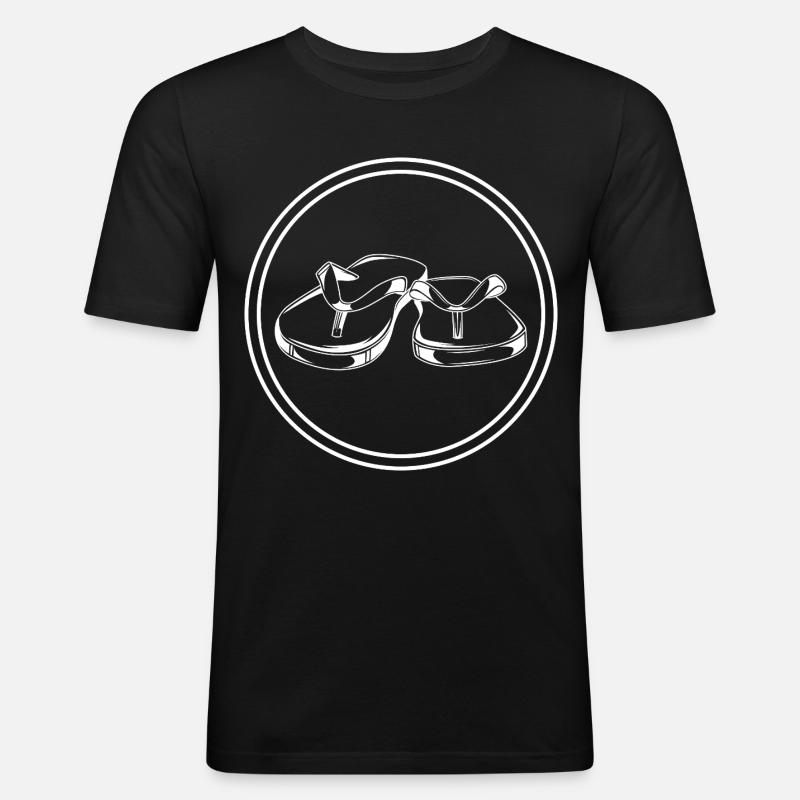 Badelatschen icon - Männer Slim Fit T-Shirt - Schwarz