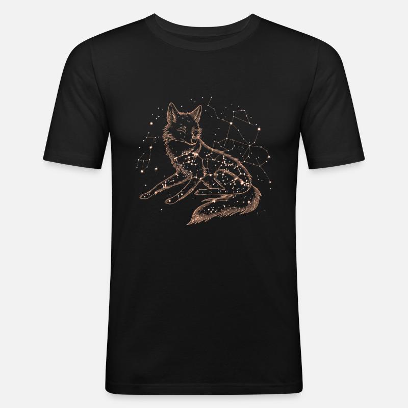 Fuchs Sternenhimmel Sternenbild - Männer Slim Fit T-Shirt - Schwarz