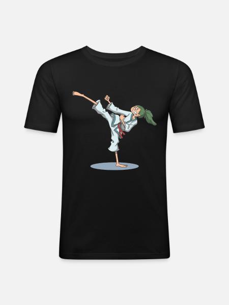 Karate foot kick over head - Men's Slim Fit T-Shirt - black