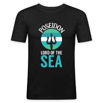 Poseidon Lord Of The Sea - Men's Slim Fit T-Shirt - black - Front - Nik (191cm)
