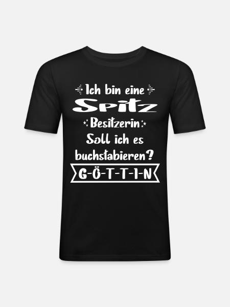Spitz Hund - Spitz - Männer Slim Fit T-Shirt - Schwarz