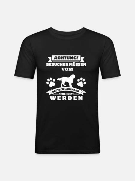Deutsch Langhaar - Männer Slim Fit T-Shirt - Schwarz