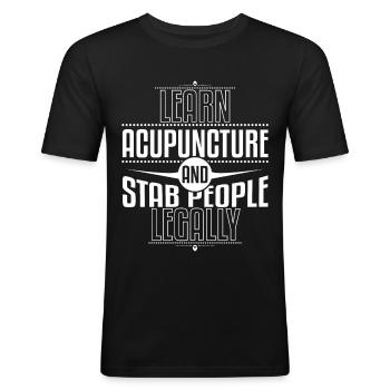 Acupuncture Stab Legally - Men's Slim Fit T-Shirt - black - Front - Nik (191cm)